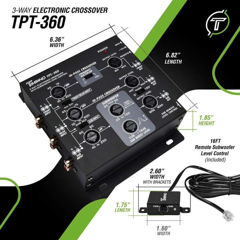 Timpano 3-Way Electronic Crossover Remote Subwoofer Control Equalizer TPT-360 - Image 4